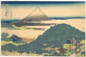 ”Aoyaman tyynymänty” (Aoyama enza no matsu), sarjasta ”36 näkymää Fuji-vuoresta” (Fugaku sanjūrokkei) tekijältä Katsushika Hokusai
