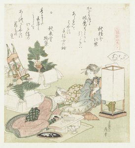 kattokuori Itayagai (otsikko esineessä) Genroku-runojen ja kuorien vertailu (sarjan nimi) Genroku kasen kaiawase (sarjan nimi esineellä) tekijältä Katsushika Hokusai