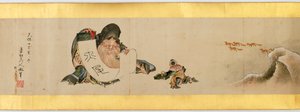 Yksityiskohta käsirullasta erilaisilla kuvilla, Edo-kausi, 1839 muste ja väri paperille tekijältä Katsushika Hokusai
