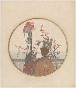 Pariskunta apinan ja kukkaoksan kanssa tekijältä Katsushika Hokusai