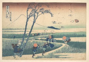 Ejiri Surugan maakunnassa (Sunshū Ejiri), sarjasta ”36 näkymää Fuji-vuorelta” (Fugaku sanjūrokkei) tekijältä Katsushika Hokusai
