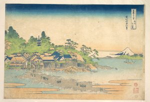 Enoshima Sagamin maakunnassa (Sōshū Enoshima), sarjasta ”Fuji-vuoren 36 näkymää” (Fugaku sanjūrokkei) tekijältä Katsushika Hokusai