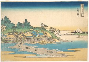 Enoshima Sagamin maakunnassa (Sōshū Enoshima), sarjasta ”36 näkymää Fuji-vuorelta” (Fugaku sanjūrokkei) tekijältä Katsushika Hokusai