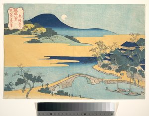Ilumuu Izumizakissa (Izaumizaki yagetsu), sarjasta ”Ryūkyū-saarten kahdeksan näkymää” (Ryūkyū hakkei) tekijältä Katsushika Hokusai