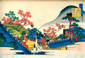 Sarjasta Sata runoa sadalta runoilijalta: Fujiwara no Tadahira, c1830. tekijältä Katsushika Hokusai