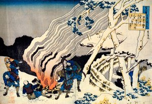 Sarjasta Sata runoa sadalta runoilijalta: Minamoto no Muneyuki, c1830. tekijältä Katsushika Hokusai