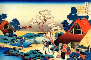 Sarjasta Sata runoa sadalta runoilijalta: Ono no Komachi, c1830. tekijältä Katsushika Hokusai