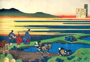 Sarjasta Sata runoa sadalta runoilijalta: Sanji Hitoshi, c1830. tekijältä Katsushika Hokusai