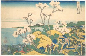 Fuji Gotenyamasta Shinagawassa Tōkaidōlla (Tōkaidō Shinagawa Gotenyama no Fuji), sarjasta ”36 näkymää Fuji-vuoresta” (Fugaku sanjūrokkei) tekijältä Katsushika Hokusai