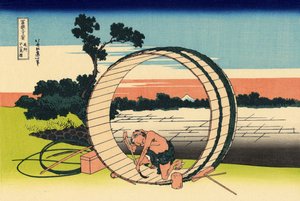 Fujimi Fuji -näkymäkenttä Owarin maakunnassa, n. 1830 (puupainatus) tekijältä Katsushika Hokusai
