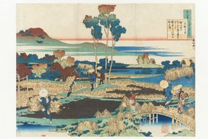 Keisari Tenchin runo sarjasta »Sata runoa sadalta runoilijalta, imettäjän selittämänä« tekijältä Katsushika Hokusai