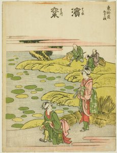 Hamamatsu, sarjasta "Fifty-three Stations of the Tokaido (Tokaido gojusan tsugi)" tekijältä Katsushika Hokusai
