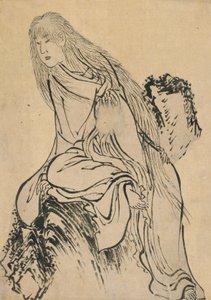 Erakko lepää kalliolla, 1700-luvun loppu - 1800-luvun alku. tekijältä Katsushika Hokusai