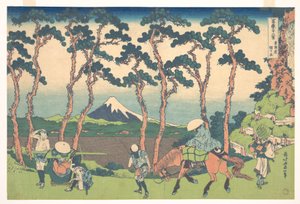 Hodogaya Tōkaidō-tiellä (Tōkaidō Hodogaya), sarjasta ”36 näkymää Fuji-vuorelta” (Fugaku sanjūrokkei) tekijältä Katsushika Hokusai