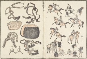 Ratsastajat ja valjaat, 1817 tekijältä Katsushika Hokusai