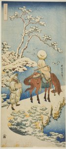 Horseman in Snow, sarjasta "Japanilaisten ja kiinalaisten runojen todellinen peili (Shiika shashin kyo)" tekijältä Katsushika Hokusai