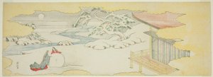Kuvitus aiheesta Sinikello (Asagao), Genjin tarinan (Genji monogatari) 20. luku. tekijältä Katsushika Hokusai