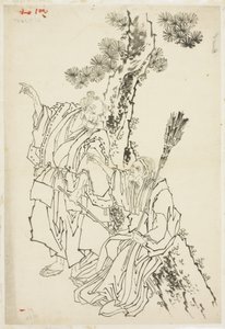 Jo and Uba; Theme of Takasago, ca. 1815-49 (ink on paper) tekijältä Katsushika Hokusai