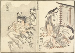 Myös Kakinomoto no Hitomaro plan d store syntyi, 1816 tekijältä Katsushika Hokusai
