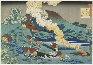 Kakinomoto no Hitomaro, 1835-1836 tekijältä Katsushika Hokusai