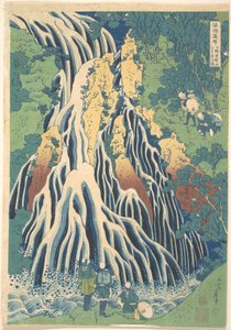 Kirifurin vesiputous Kurokami-vuorella Shimotsukessa (Shimotsuke Kurokamiyama Kirifuri no taki), teoksesta ”Kierros eri maakuntien vesiputouksilla” (Shokoku taki meguri) tekijältä Katsushika Hokusai