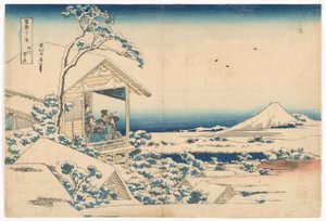 Koishikawa lumisena aamuna sarjasta Kolmekymmentäkuusi näkymää Fuji-vuorelle tekijältä Katsushika Hokusai
