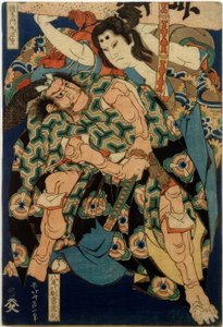 Kusunoki Tamonmaru Masashige und Yao ei vetoa Tsunehisalle tekijältä Katsushika Hokusai