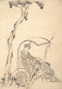 Nainen vaunuissa. tekijältä Katsushika Hokusai