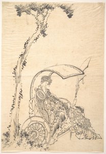 Nainen vaunuissa tekijältä Katsushika Hokusai