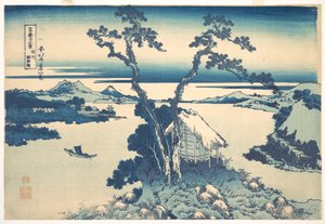Suwa-järvi Shinano-maakunnassa (Shinshū Suwako), sarjasta ”36 näkymää Fuji-vuorelta” (Fugaku sanjūrokkei) tekijältä Katsushika Hokusai