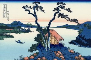 Suwa-järvi Shinanon maakunnassa, n. 1830 (puupainatus) tekijältä Katsushika Hokusai