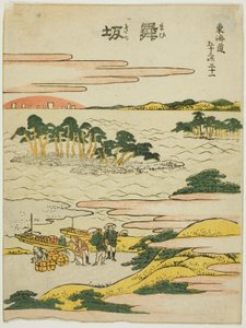 Maisaka, sarjasta "Fifty-three Stations of the Tokaido (Tokaido gojusan tsugi)" tekijältä Katsushika Hokusai