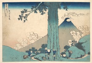 Mishiman solan Kai-maakunnassa (Kōshū Mishima goe), sarjasta ”Fuji-vuoren 36 näkymää” (Fugaku sanjūrokkei) tekijältä Katsushika Hokusai