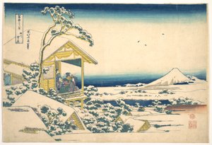 Aamu lumisateen jälkeen Koishikawassa Edossa (Koishikawa yuki no ashita), sarjasta ”Fuji-vuoren 36 näkymää” (Fugaku sanjūrokkei) tekijältä Katsushika Hokusai
