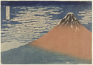 Fuji-vuori kirkkaalla säällä (tunnetaan myös nimellä Red Fuji), n. 1830 (puupainatus) tekijältä Katsushika Hokusai