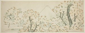 Fuji-vuori ja kirsikkapuita kukkivat tekijältä Katsushika Hokusai