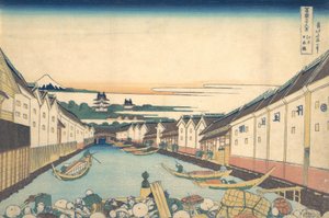 Nihonbashi in Edo Edo Nihonbashi, sarjasta Thirty Six Views of Mount Fuji ..., ca. 1830-32. tekijältä Katsushika Hokusai