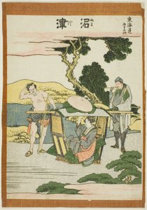 Numatsu, sarjasta "Fifty-three Stations of the Tokaido (Tokaido gojusan tsugi)" tekijältä Katsushika Hokusai