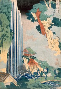 Ona-vesiputous Kisokaidolla, 1827 (värillinen puupalikkaprintti) tekijältä Katsushika Hokusai