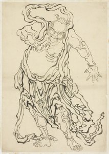 Yksi Nioista (Vartija), n. 1815-1849 (muste paperille) tekijältä Katsushika Hokusai