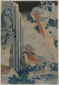 Onon vesiputous Kiso Roadilla sarjasta Tour of Waterfalls in the Provinces, 1830-luvun alku. tekijältä Katsushika Hokusai