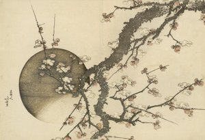 Luumunkukka ja kuu kirjasta Fuji-vuori keväällä tekijältä Katsushika Hokusai