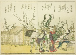 Luumupuutarha (Umeyashiki), osasta vol. 1 kuvitetusta kirjasta "Hienot näkymät itäpääkaupungista yhdellä silmäyksellä (Toto shokei ichiran)" tekijältä Katsushika Hokusai