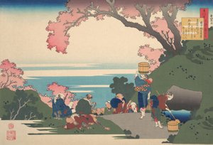 Gon-chunagon Masafusan runo Oe no Masafusa sarjasta One Hundred Poems Explaine..., 1921. tekijältä Katsushika Hokusai