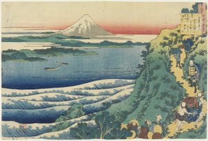 Yamabe no Akahiton runo, Sairaanhoitajan selittämästä runosta, n. 1839 (värillinen puupainatus)