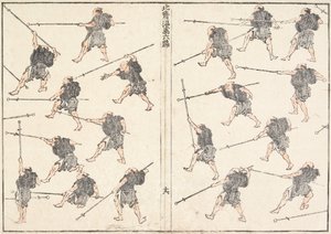 Pitkäkahvaisen miekan harjoittelu tekijältä Katsushika Hokusai