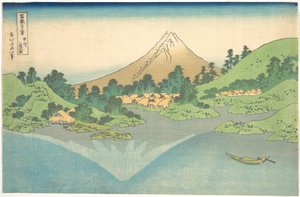 Heijastus järvessä Misakassa Kain maakunnassa (Kōshū Misaka suimen), sarjasta ”36 näkymää Fuji-vuorelta” (Fugaku sanjūrokkei) tekijältä Katsushika Hokusai