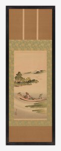 Jokimaisema: lautta ja Fuji-vuori, Edo-kausi, 1842. tekijältä Katsushika Hokusai