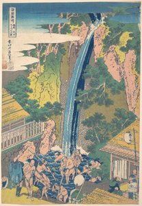 Rōbenin vesiputous Ōyamassa Sagamin maakunnassa (Sōshū Ōyama Rōben no taki), teoksesta ”Kierros eri maakuntien vesiputouksilla” (Shokoku taki meguri) tekijältä Katsushika Hokusai