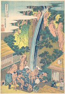 Rōbenin vesiputous Ōyamassa Sagamin maakunnassa (Sōshū Ōyama Rōben no taki), teoksesta ”Kierros eri maakuntien vesiputouksilla” (Shokoku taki meguri) tekijältä Katsushika Hokusai